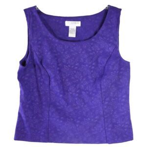 Sag Harbor Top Womens Size 14 Round Neck Floral Blouse Purple Sleeveless